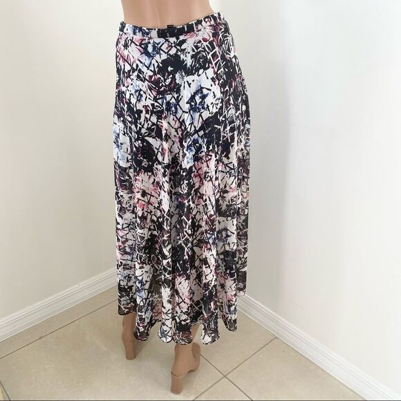 Topshop black print chiffon long boho skirt 4 - Picture 3 of 9
